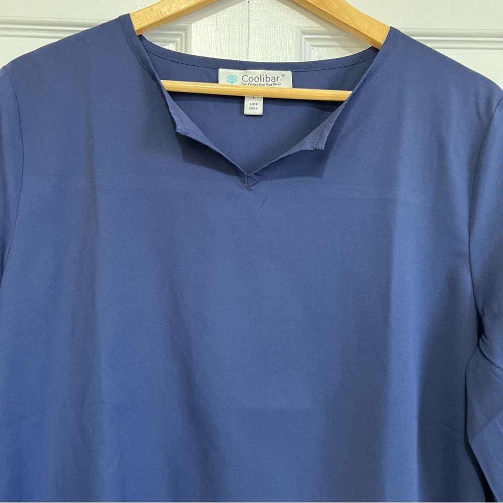 Coolibar Santa Barbara Tunic Top with Roll-up Sleeves in Navy UPF 50+ Size Large - Picture 5 of 14